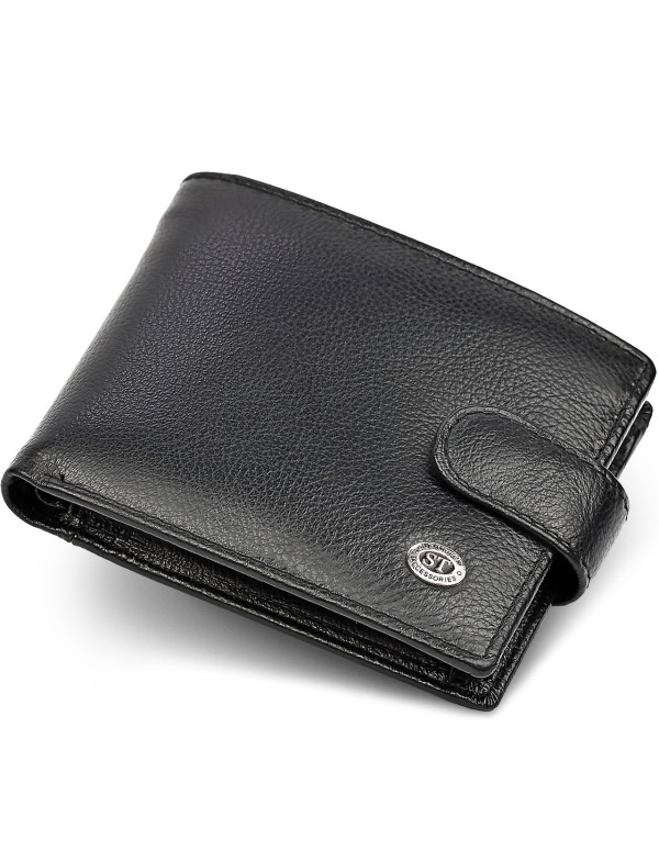 Класичне чоловіче портмоне з натуральної шкіри ST Leather ST102 Чорний