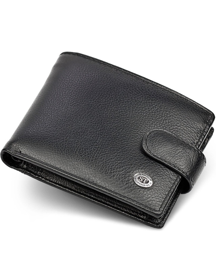 Класичне чоловіче портмоне з натуральної шкіри ST Leather ST102 Чорний