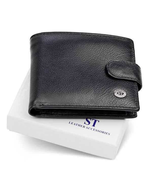 Класичне чоловіче портмоне з натуральної шкіри ST Leather ST102 Чорний
