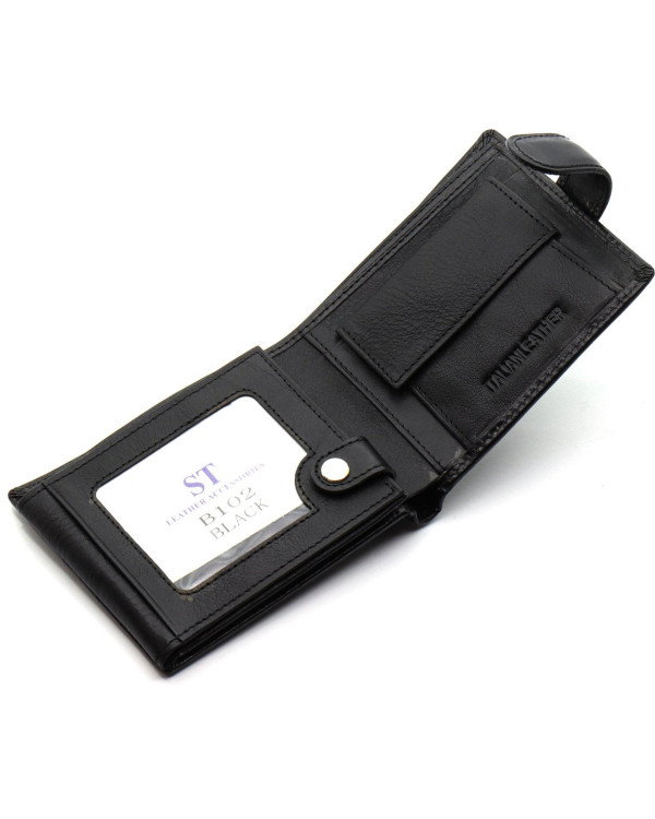 Класичне чоловіче портмоне з натуральної шкіри ST Leather ST102 Чорний