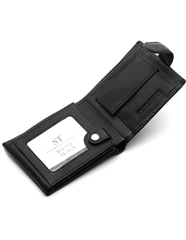 Класичне чоловіче портмоне з натуральної шкіри ST Leather ST102 Чорний