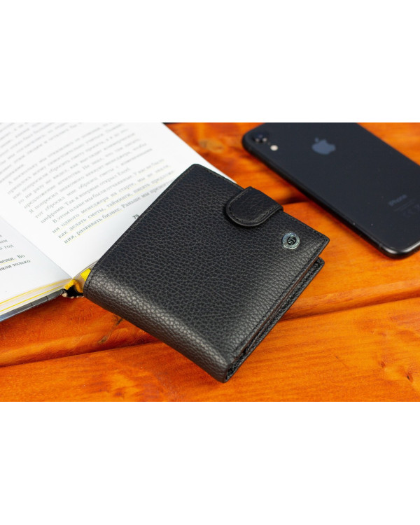 Класичне чоловіче портмоне з натуральної шкіри ST Leather ST102 Чорний