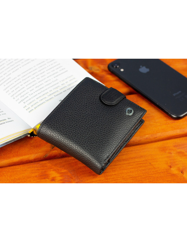 Класичне чоловіче портмоне з натуральної шкіри ST Leather ST102 Чорний