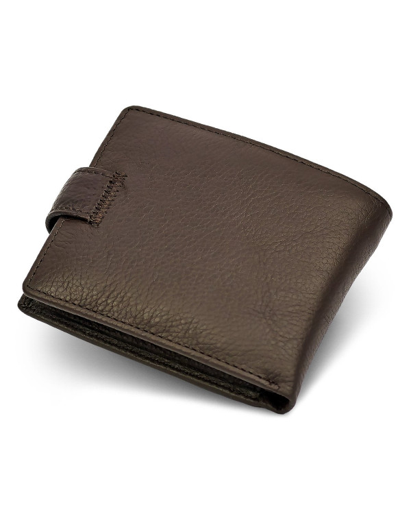 Шкіряне чоловіче портмоне на кнопці ST Leather ST104 Коричневе