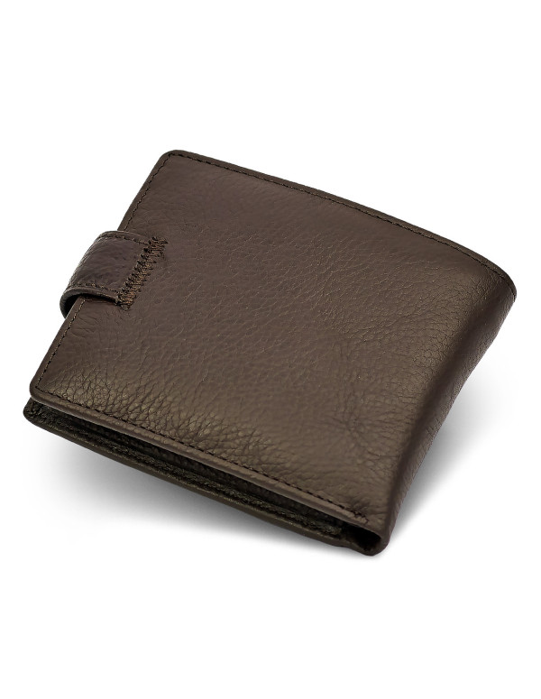 Шкіряне чоловіче портмоне на кнопці ST Leather ST104 Коричневе