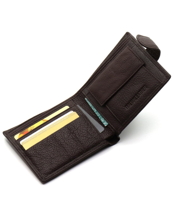 Шкіряне чоловіче портмоне на кнопці ST Leather ST104 Коричневе