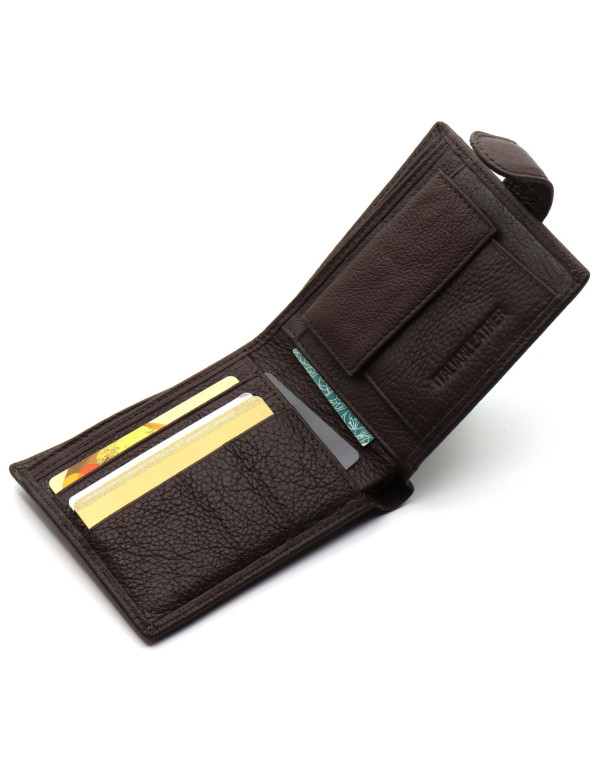 Шкіряне чоловіче портмоне на кнопці ST Leather ST104 Коричневе