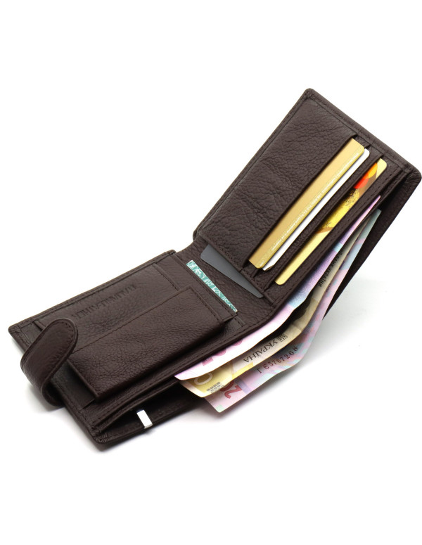 Шкіряне чоловіче портмоне на кнопці ST Leather ST104 Коричневе