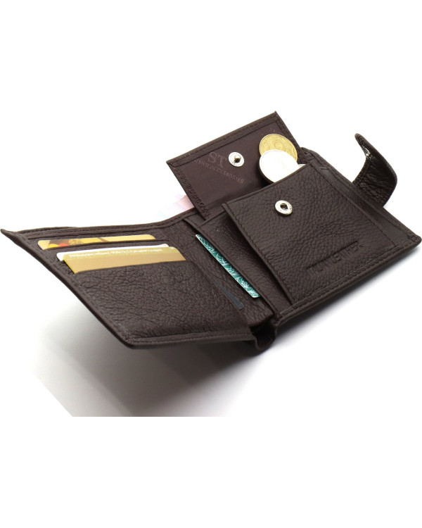 Шкіряне чоловіче портмоне на кнопці ST Leather ST104 Коричневе