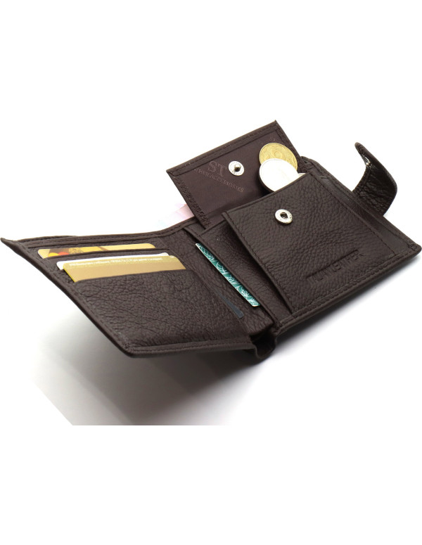 Шкіряне чоловіче портмоне на кнопці ST Leather ST104 Коричневе