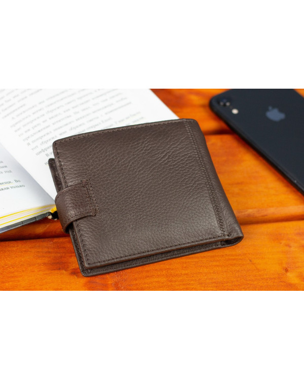 Шкіряне чоловіче портмоне на кнопці ST Leather ST104 Коричневе