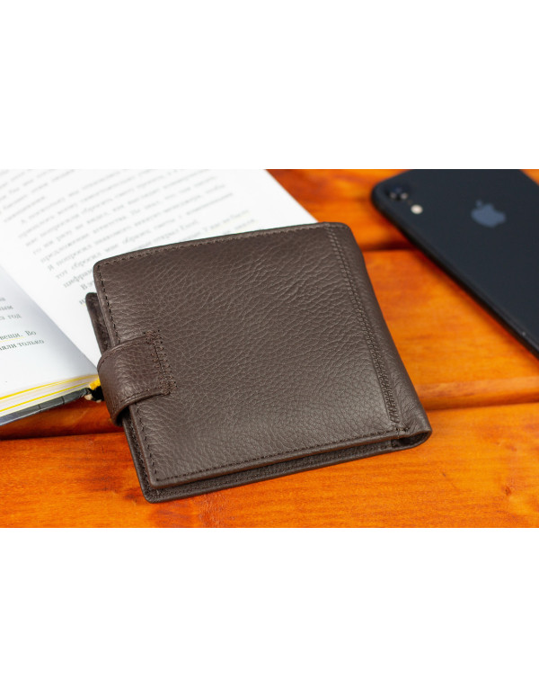 Шкіряне чоловіче портмоне на кнопці ST Leather ST104 Коричневе