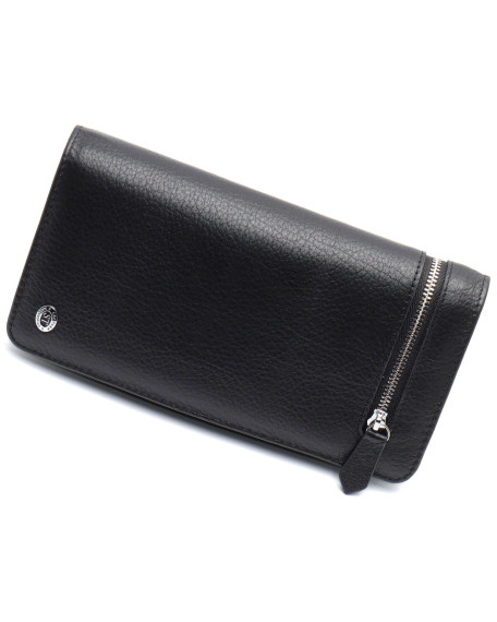 Чорний багатофункціональний чоловічий гаманець з натуральної шкіри МС291