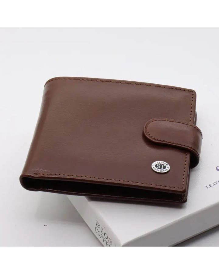 Коричневе чоловіче портмоне з натуральної шкіри з фіксацією ST Leather ST103