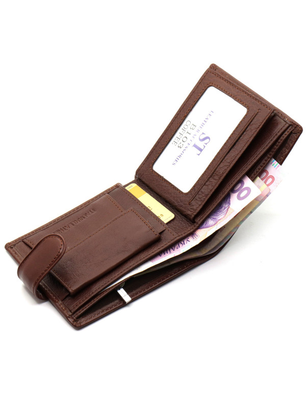 Коричневе чоловіче портмоне з натуральної шкіри з фіксацією ST Leather ST103
