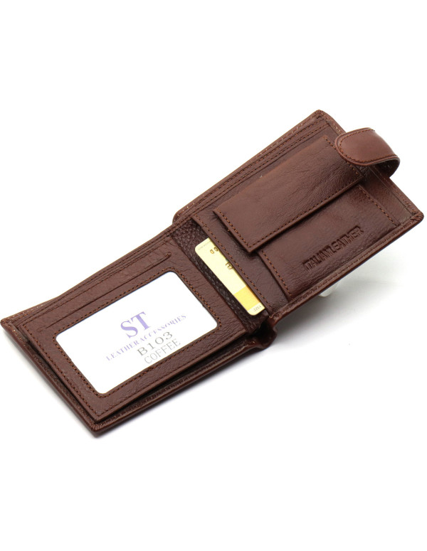 Коричневе чоловіче портмоне з натуральної шкіри з фіксацією ST Leather ST103