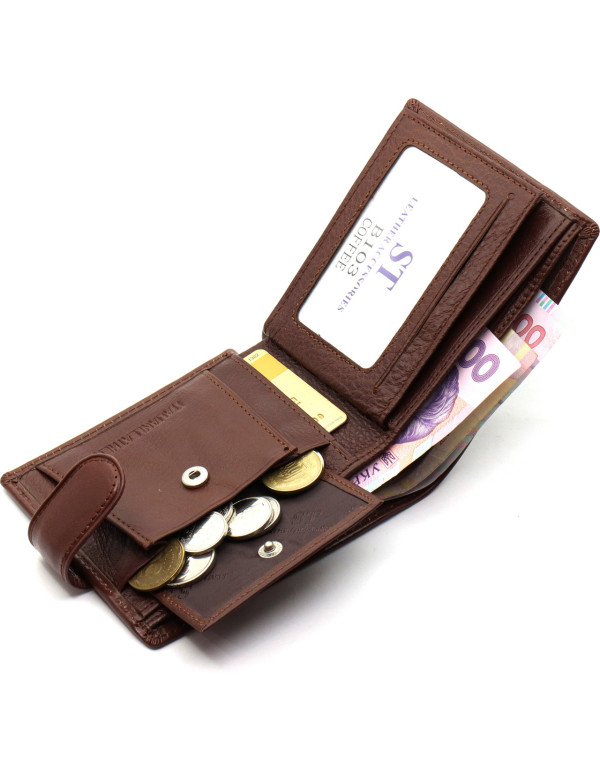 Коричневе чоловіче портмоне з натуральної шкіри з фіксацією ST Leather ST103