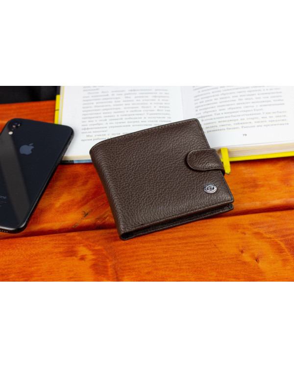Коричневе чоловіче портмоне з натуральної шкіри з фіксацією ST Leather ST103