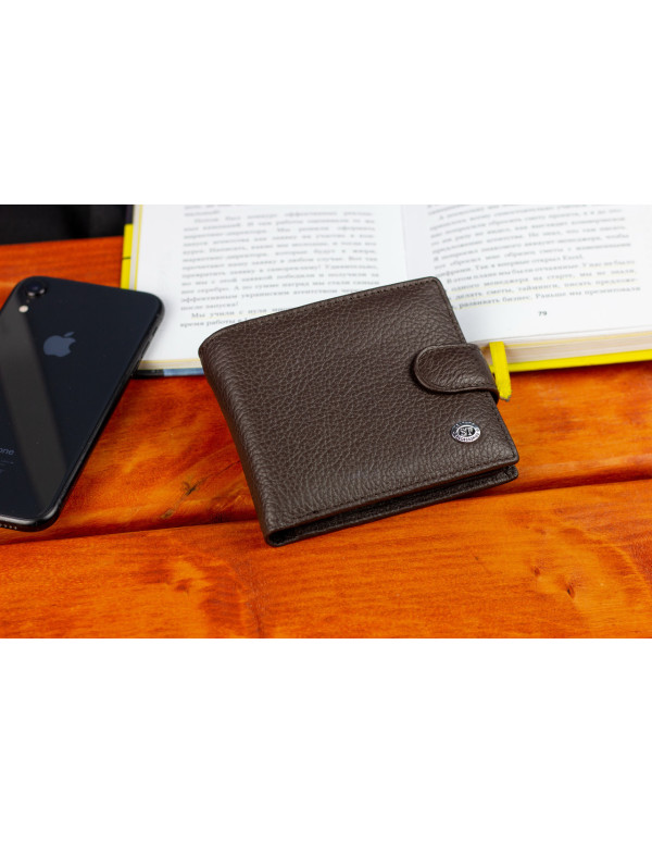 Коричневе чоловіче портмоне з натуральної шкіри з фіксацією ST Leather ST103