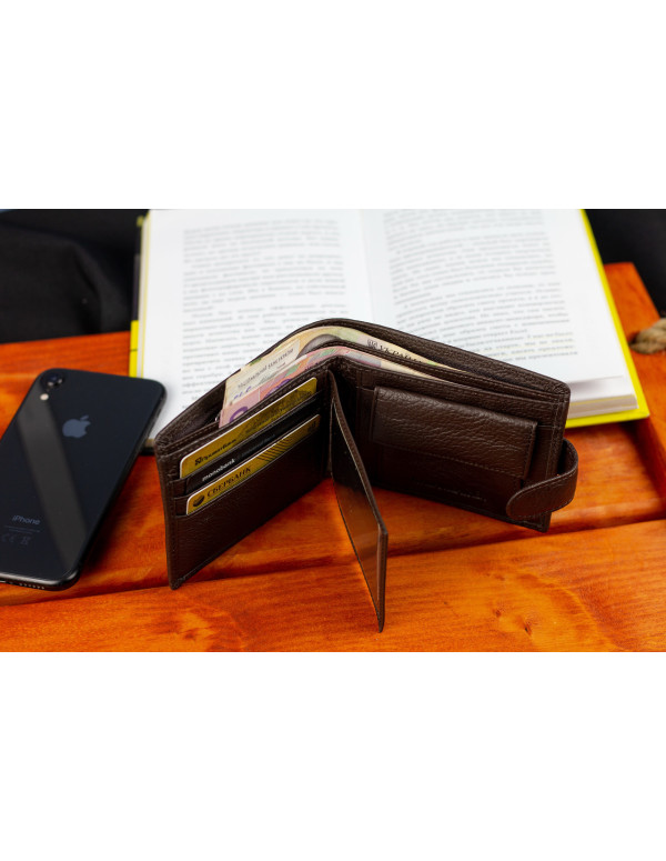 Коричневе чоловіче портмоне з натуральної шкіри з фіксацією ST Leather ST103