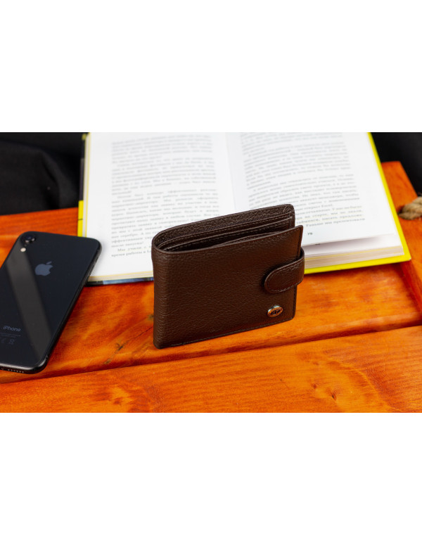 Коричневе чоловіче портмоне з натуральної шкіри з фіксацією ST Leather ST103