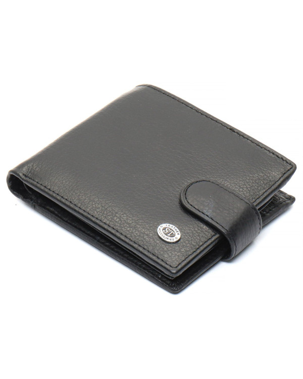 Чорне чоловіче портмоне з натуральної шкіри з фіксацією ST Leather ST103