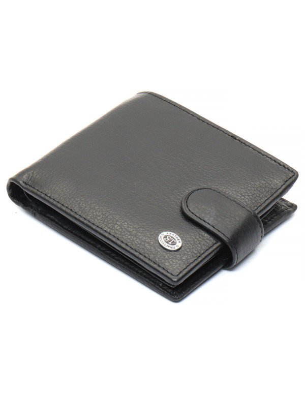 Чорне чоловіче портмоне з натуральної шкіри з фіксацією ST Leather ST103