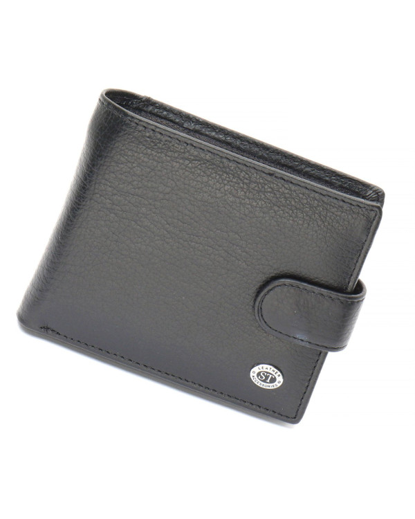 Чорне чоловіче портмоне з натуральної шкіри з фіксацією ST Leather ST103