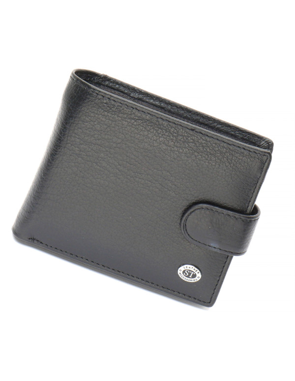 Чорне чоловіче портмоне з натуральної шкіри з фіксацією ST Leather ST103