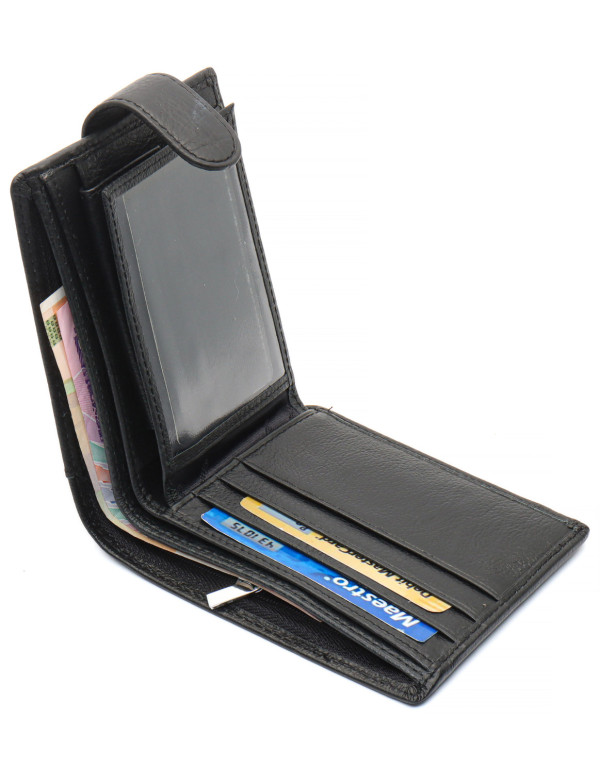 Чорне чоловіче портмоне з натуральної шкіри з фіксацією ST Leather ST103