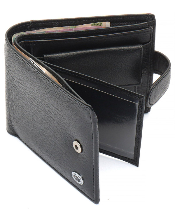 Чорне чоловіче портмоне з натуральної шкіри з фіксацією ST Leather ST103