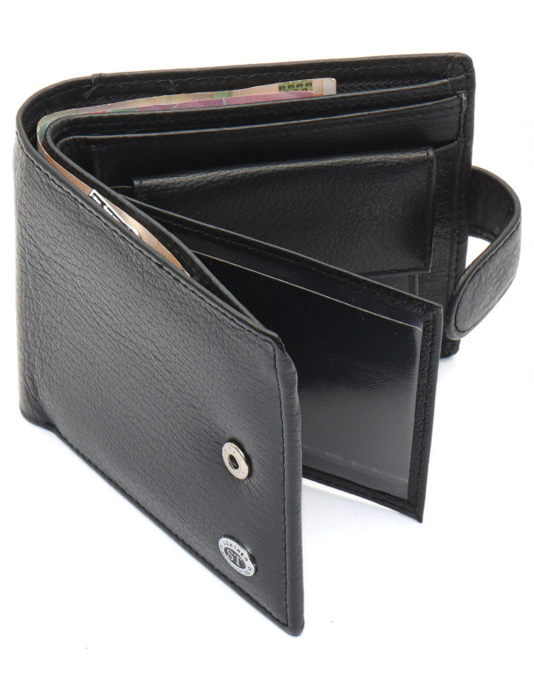 Чорне чоловіче портмоне з натуральної шкіри з фіксацією ST Leather ST103