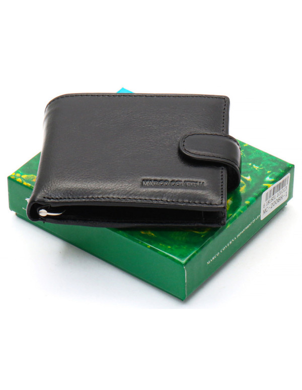 Чорне шкіряне чоловіче портмоне із затискачем для грошей Marco Coverna MC-2006H-1