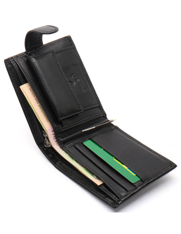 Чорне шкіряне чоловіче портмоне із затискачем для грошей Marco Coverna MC-2006H-1