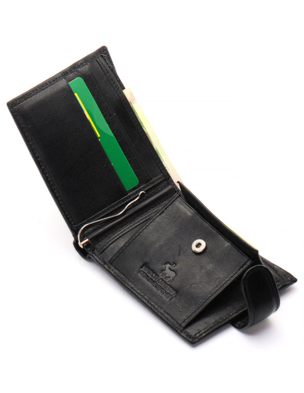 Чорне шкіряне чоловіче портмоне із затискачем для грошей Marco Coverna MC-2006H-1