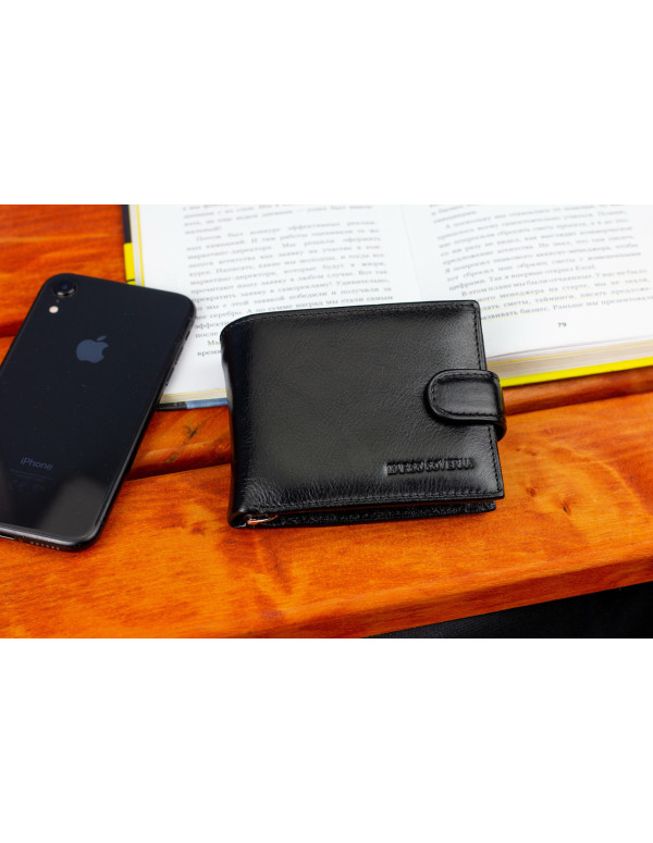 Чорне шкіряне чоловіче портмоне із затискачем для грошей Marco Coverna MC-2006H-1