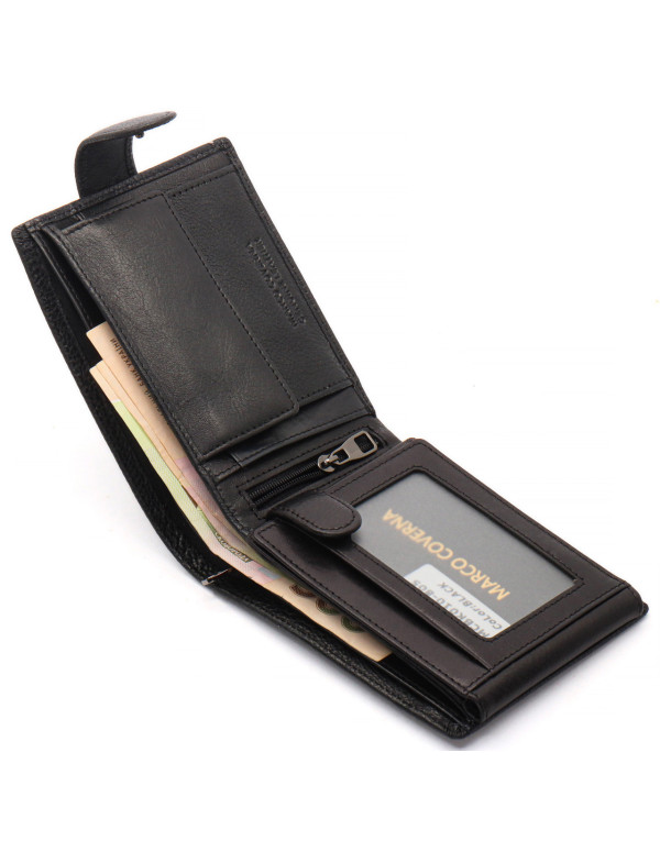 Чорне шкіряне портмоне з відділом для документів Marco Coverna MCBK10-805