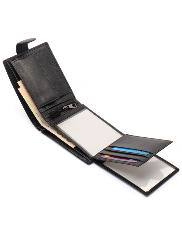 Чорне шкіряне портмоне з відділом для документів Marco Coverna MCBK10-805