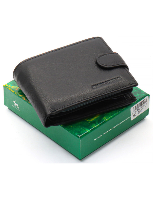 Чорне чоловіче портмоне з натуральної шкіри із візитницею Marco Coverna MC-2057-1