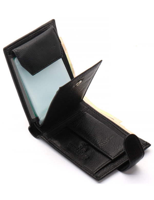 Чорне чоловіче портмоне з натуральної шкіри із візитницею Marco Coverna MC-2057-1