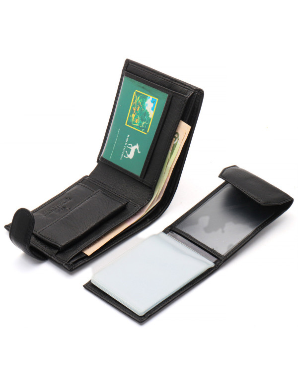 Чорне чоловіче портмоне з натуральної шкіри із візитницею Marco Coverna MC-2057-1