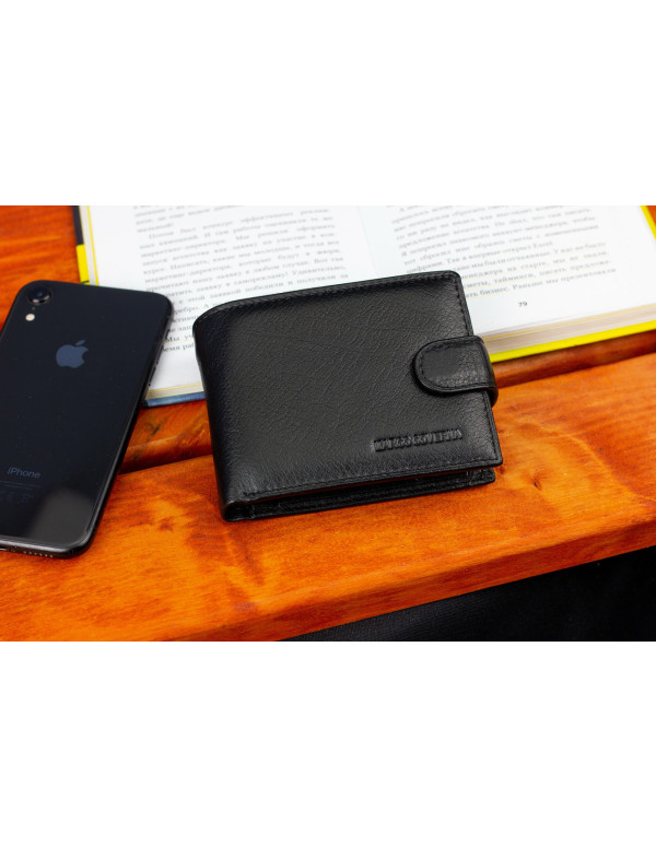 Чорне чоловіче портмоне з натуральної шкіри із візитницею Marco Coverna MC-2057-1