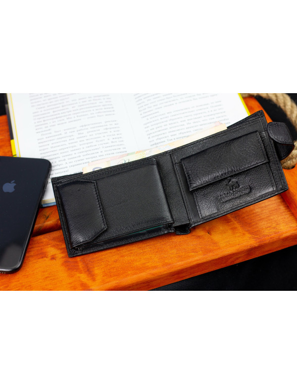 Чорне чоловіче портмоне з натуральної шкіри із візитницею Marco Coverna MC-2057-1