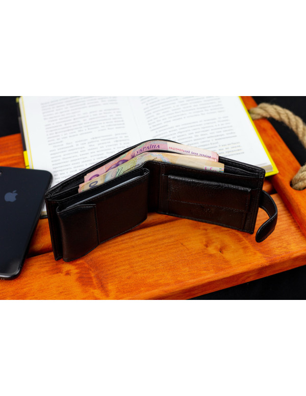 Чорне чоловіче портмоне з натуральної шкіри із візитницею Marco Coverna MC-2057-1