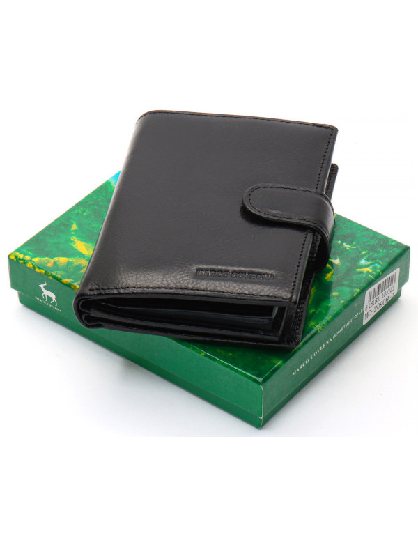 Чорне чоловіче портмоне з натуральної шкіри з відділенням під автодокументи Marco Coverna MC-2090H-1