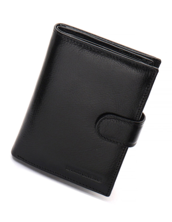 Чорне чоловіче портмоне з натуральної шкіри з відділенням під автодокументи Marco Coverna MC-2090H-1