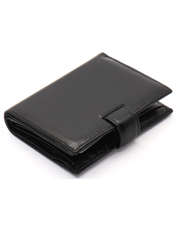 Чорне чоловіче портмоне з натуральної шкіри з відділенням під автодокументи Marco Coverna MC-2090H-1