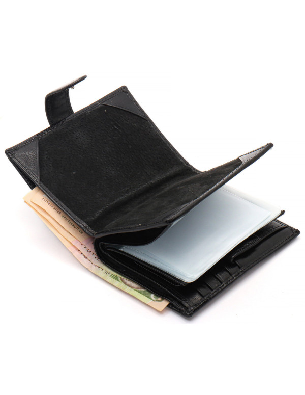 Чорне чоловіче портмоне з натуральної шкіри з відділенням під автодокументи Marco Coverna MC-2090H-1