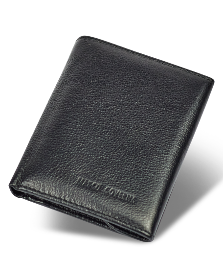 Чорний чоловічий гаманець вертикального типу з натуральної шкіри на магніті Marco Coverna MC-1286