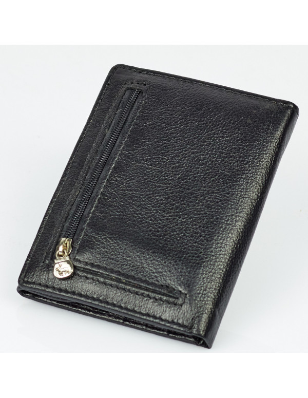 Чорний чоловічий гаманець вертикального типу з натуральної шкіри на магніті Marco Coverna MC-1286